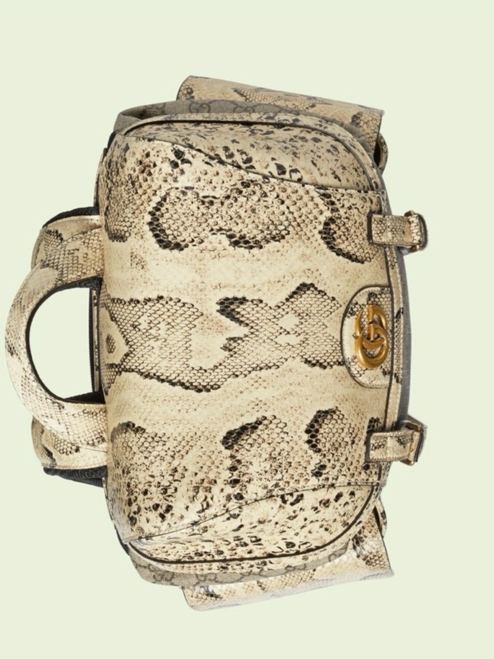 Gucci Beige/Brown GG Supreme Backpack with Python Trim - Picture 3 of 6